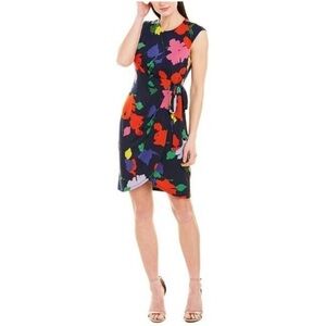 Julia Jordan Women's Size 10 Navy Floral Sheath Dress Sleeveless